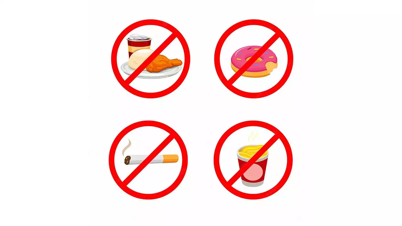 Illustrated icons of smoking, junk food, and an inactive person representing the causes of rising cancer cases.